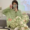 Spring and Autumn New Women's Pajamas Homewear Set of Girls Students Fall and Winter Homewear Big Size Cartoon Loose Pajamas Set 1
