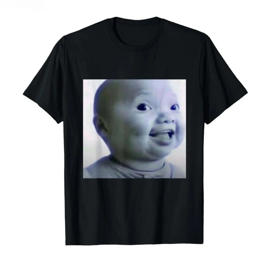 Funny AI Baby Holding Laugh Meme Viral Trend T-shirt for Women T Shirts Short Sleeve Tops Streetwear Women's Tees Casual Clothes 5