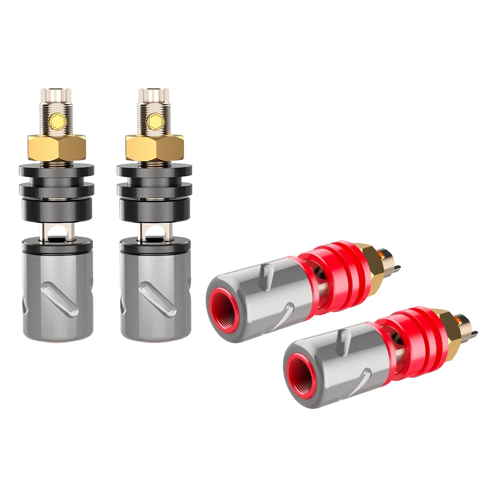 Monosaudio-BP451R 순수 구리 로듐 도금 스피커 터미널, 바인딩 포스트, Hifi 스피커 바인딩 포스트, 앰프 4 개