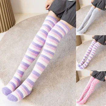 푹신한 무릎 위 만화 허벅지 높이 양말, 겨울 양말, 따뜻한 하이 레깅스, 따뜻한 양말, 여성 상품