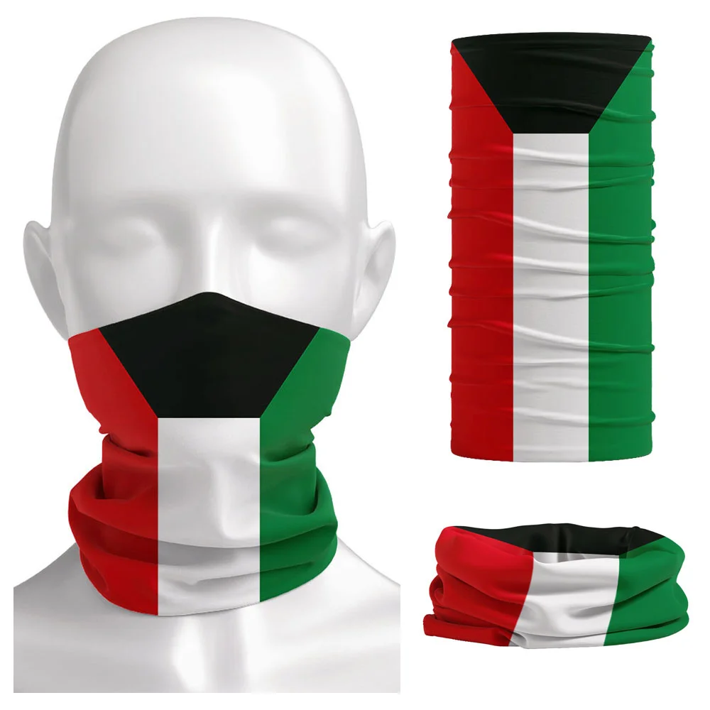 

Kuwait Flag Printed Bandana Neck Gaiter Camping Balaclava Neckerchief for Men Women Cycling Dust-proof Scarf Hiking Face Cover