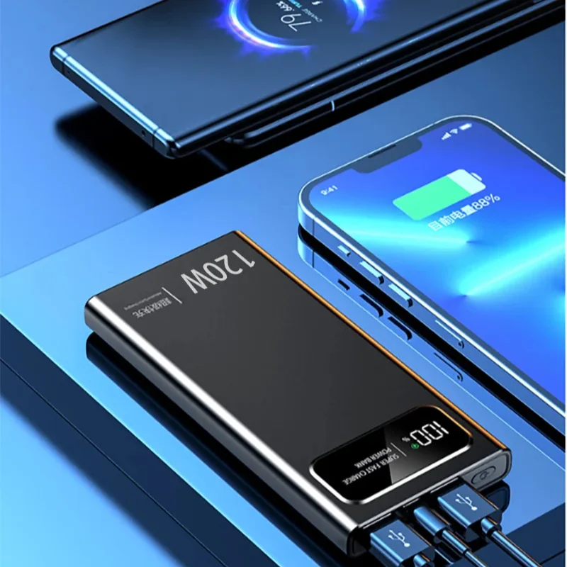200000mAh Power Bank 120W Super Fast Charging Battery High Capacity Digital Display PowerBank For iPhone Samsung Huawei Xiaomi 5