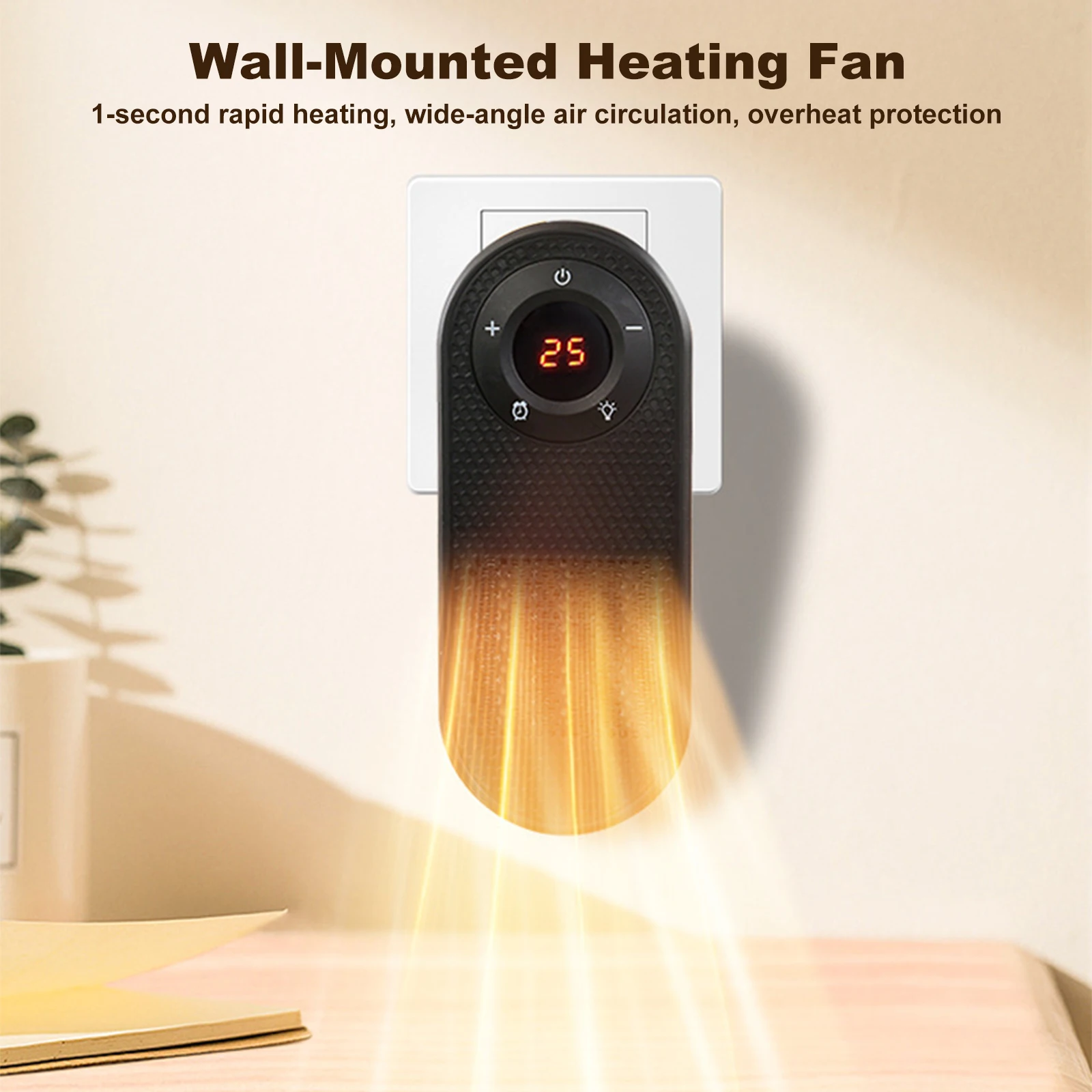 Small Quick Heat Room Warmer Remote Control Household Bathroom Heater 180 Degree Rotatable for Desk Table Bedroom Study Offices