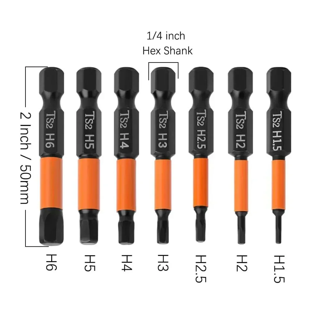 Inbusschlüssel-Bits Set - 10 Stück, H2.5, 1/4 Zoll Sechskant, S2 Stahl, Magnetisch, 5,1 Cm Lang