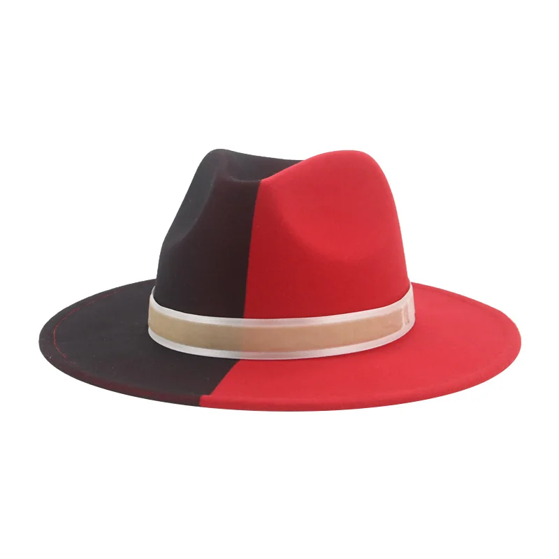 Hat Fedoras Hats Winter Women Patchwork 