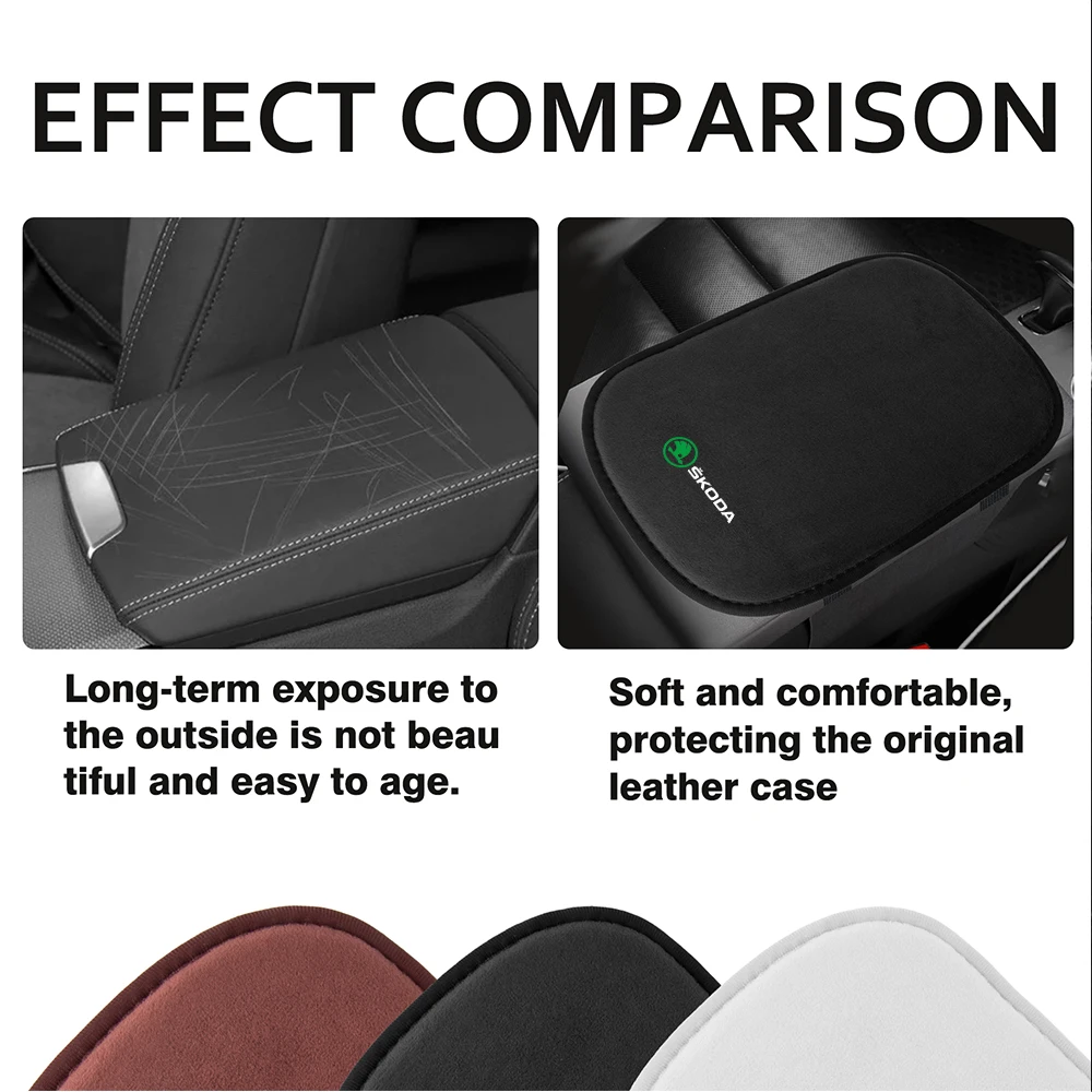 Enhanced Car Center Console Arm Rest Box Lid Fur Leather Pad
