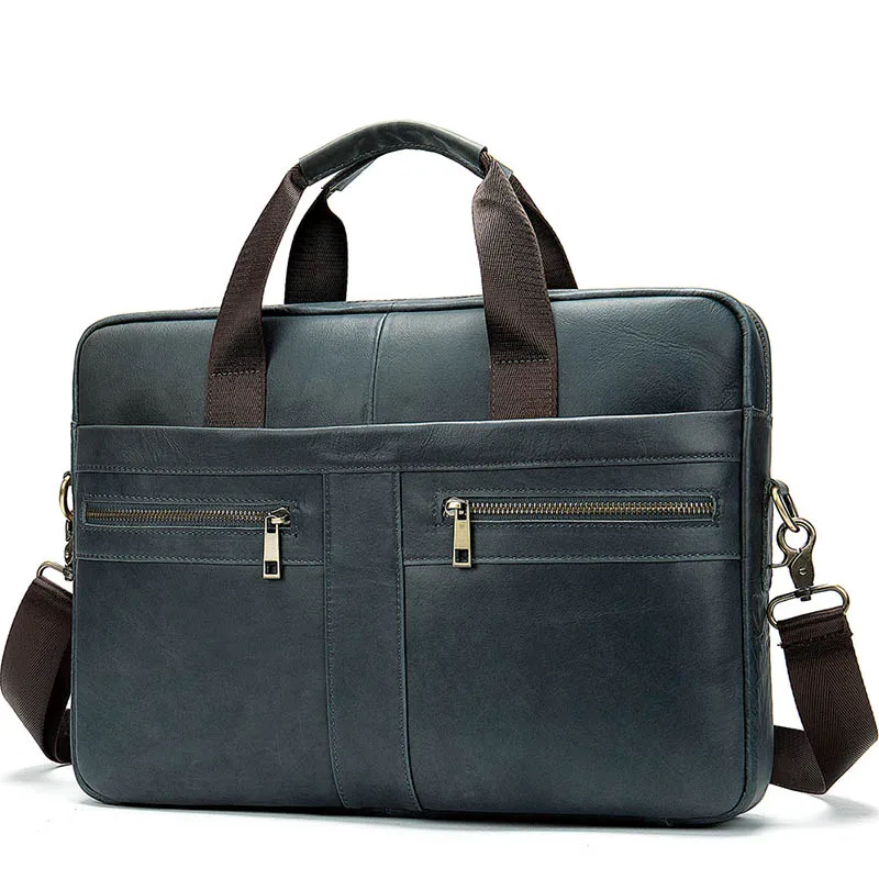 Leather Retro Large Capacity Unisex Handbag Shoulder Messenger Crossbody Notebook Bussiness Bag Man Briefcase Tote Office Purse