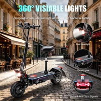 Trottinette Électrique Tout-Terrain 80km Autonomie, Double Moteur 5600W, Pliable, Suspension Hydraulique, Frein à Disque, Pneus 11" Off-Road 7