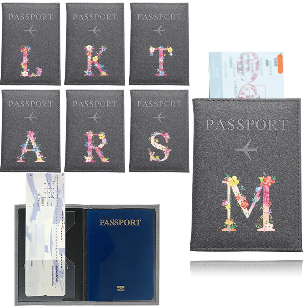 

Обложка унисекс для паспорта, дорожная Обложка для паспорта, искусственная кожа, с УФ-печатью, с розовыми буквами, серого цвета, мужской бумажник