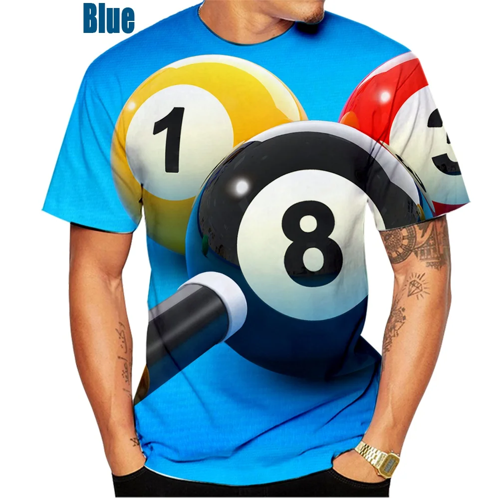 

2023 New 3D Printed T-Shirt Pool Balls Billiards Printed Men Women Shirt Casual Shirt Funny Tees O-Neck Tops