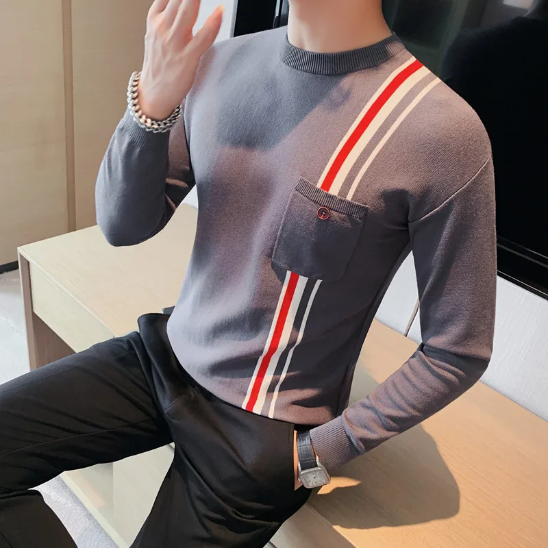 Autumn Casual Men's Sweater O-Neck Slim Fit Knittwear Mens Sweaters Pullovers Pullover Men  Brand Clothing M-4XL