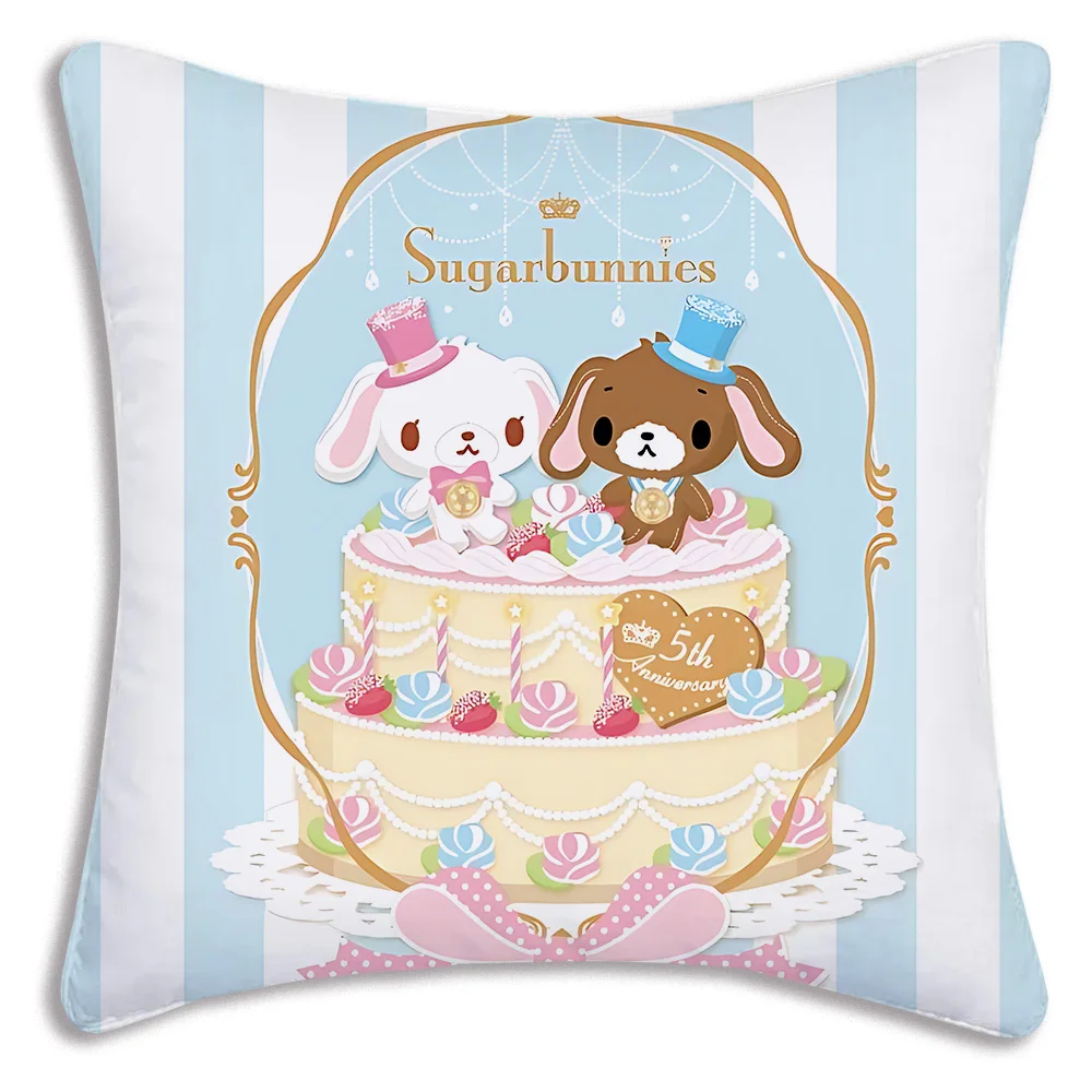 S_Sugarbunnies Anime Pillow Covers Cartoon Sofa Decorative Home Double-sided Printing Short Plush Cute Cushion Cover 5