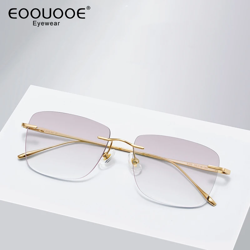 Herren Sonnenbrille mit-0,50-1,00-1,50-2,00-Myopie-Gläsern randlose Diamant-Anti-UV-Sonnenbrille Farbverlauf grau g15 farbige Gläser