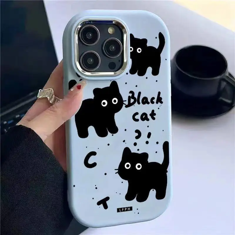 Cute Black Cat Soft Case Cover - Elegant Protective Accessory