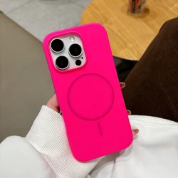 Vibrant Silicone Fluorescent Phone Case with Magsafe Compatibility - iPhone Air (Fluorescent Rose)