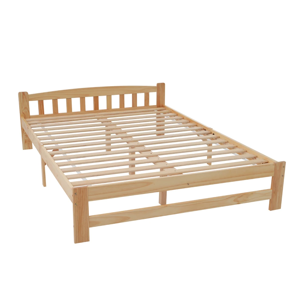 Massivholz Naturbett Futon Einzelbett mit Kopfteil Jugend- und Erwachsenenbett Langlebiger Lattenrost – Detail 25