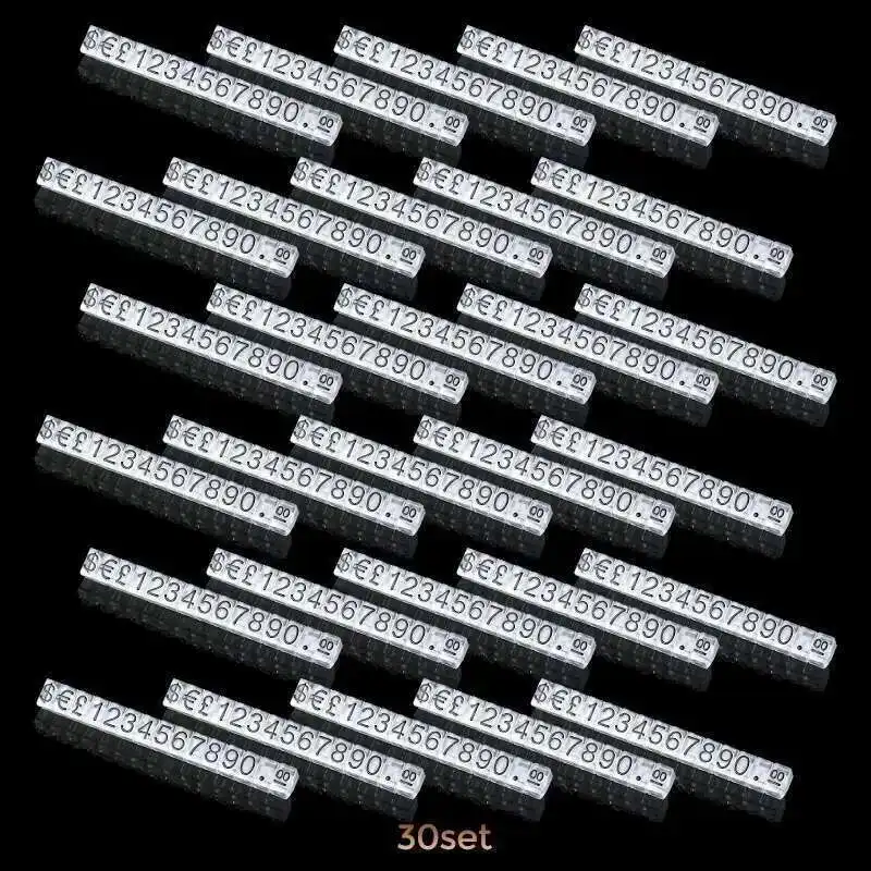 가격 스탠드 큐브 달러 유로 숫자 조절 가능 스틱 시계, 쥬얼리 스낵 식품 카운터 가격 디스플레이 스탠드 사인 태그 30 세트