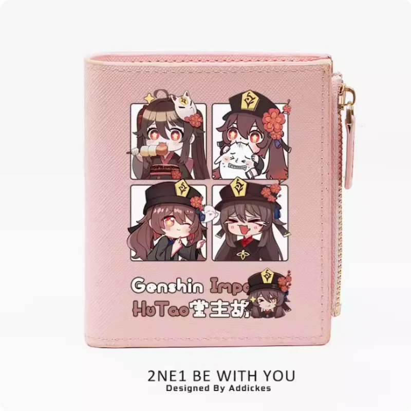 Genshin Impact Hutao Anime  Zipper Wallet Fold Bag Multi Card  Coin Pocket Holder Fashion Kids Wallets Gift
