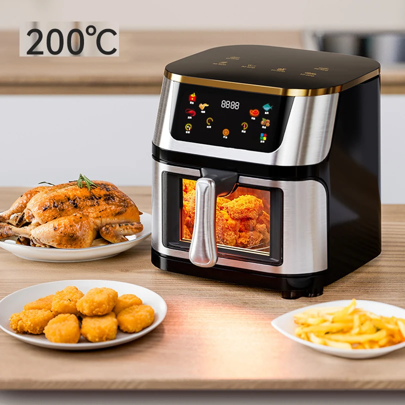 10L Smart Air Fryer Electric visual window Oil-free Air Fryer Automatic Household Kitchen 360°Baking Convection Oven Air Fryers 6