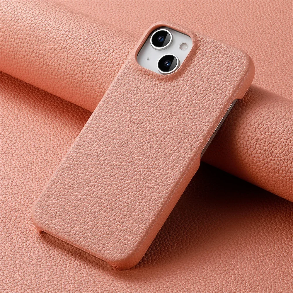 Luxury Litchi Grain Leather Shockproof Frameless Slim Phone Case