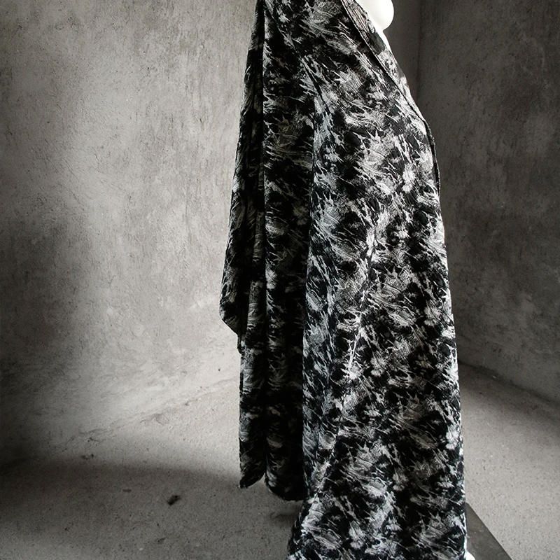 High-end Artistic Black and White Old Ragged Double-layer Texture Three-dimensional Thick Fabric Clothing Designer Fabric