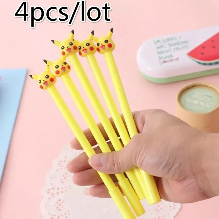 4pcs/lot 0.38mm Cute Yellow Gel Ink Pen Business Gift Stationery School and Office Supplies Birthday Gift Office Accessories 3