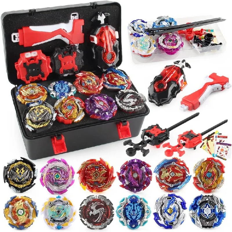 

Набор для боевых действий Beyblades Burst, 12 Спиннинговых топов, 3 лаунчеров, 1 лампа, боевая игра с портативным ящиком для хранения, подарок для детей