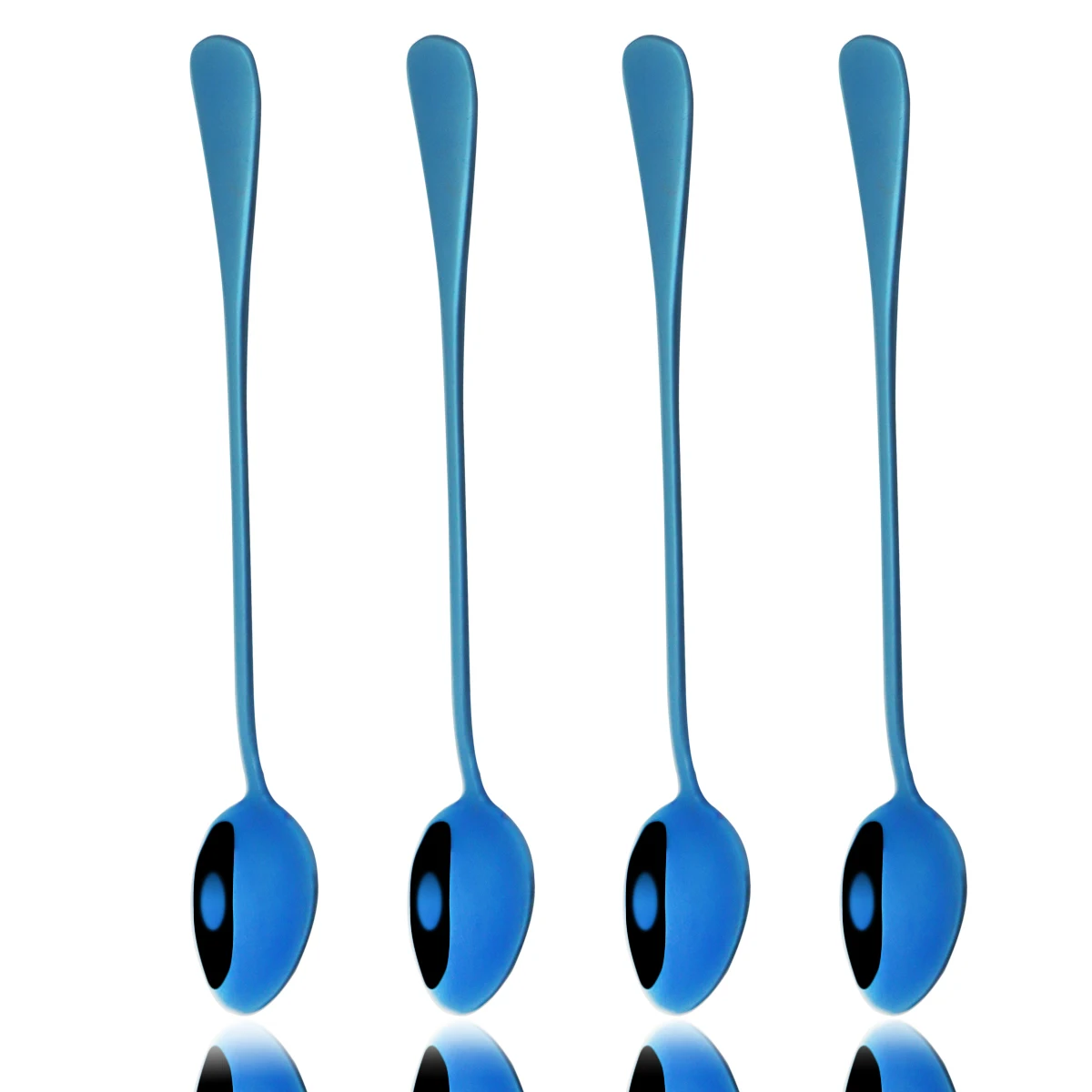 4Pcs Blue Long Handle Spoon Cutlery Set Stainless Steel Dinnerware Dessert Ice Cream Coffee Spoon Stirring Party Tableware