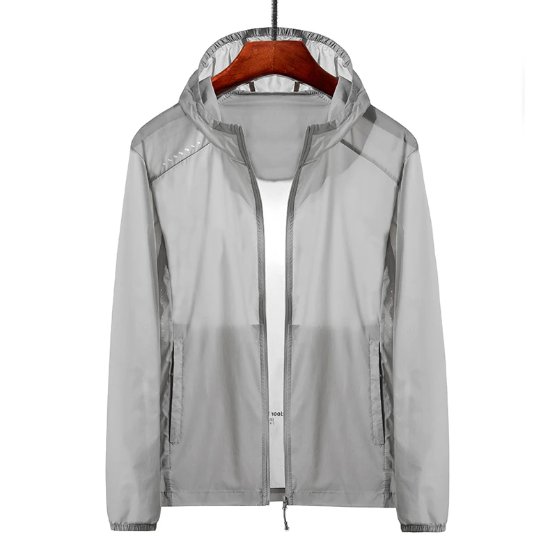 Plus Size 8xl Summer Zip Pockets Uv Sun Protection Skin Coats Men Breathable Nylon Ultra-light Windbreaker Hooded Casual Jackets 3