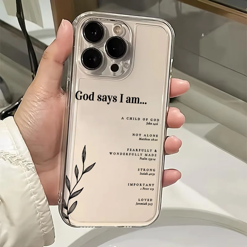Christian Affirmations Bible Verse Clear Soft TPU Phone Case