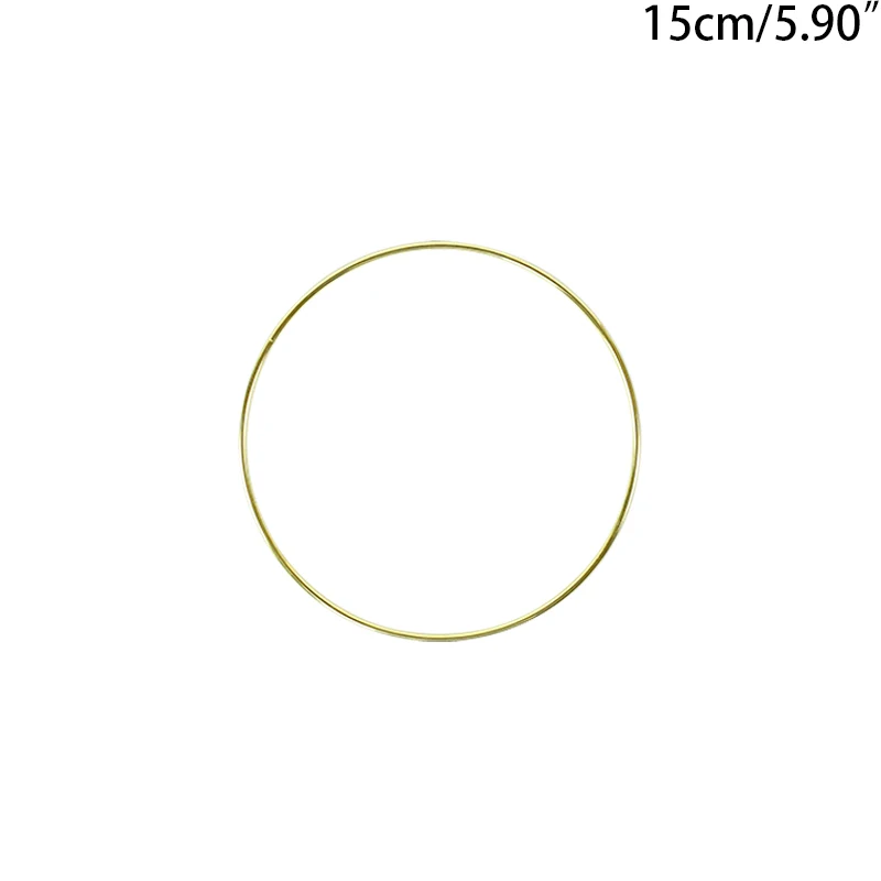 thumbnail image 1 of Aros de corona floral dorados y plateados de 10 a 40 cm con marco de metal, anillo de alambre, macramé para manualidades colgantes, círculo de hierro, decoración para Navidad y bodas, 1 of 5