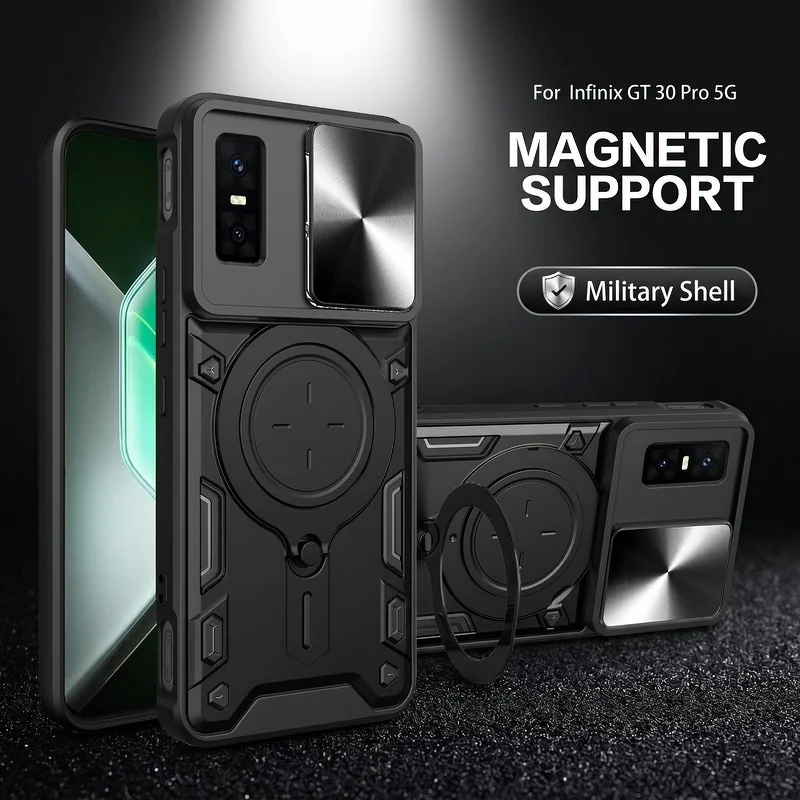 Enhanced Protective Magnetic Ring Stand Armor Back Cover