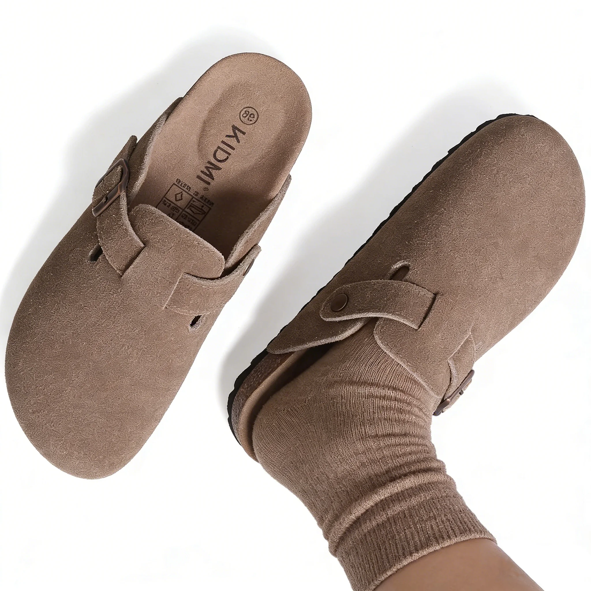 Asgard Summer Suede Mules Slippers Fashion Anti-Skid Cork Insole Clogs With Arch Support Cozy Sofe Houes Potato Shoes_voghion.com