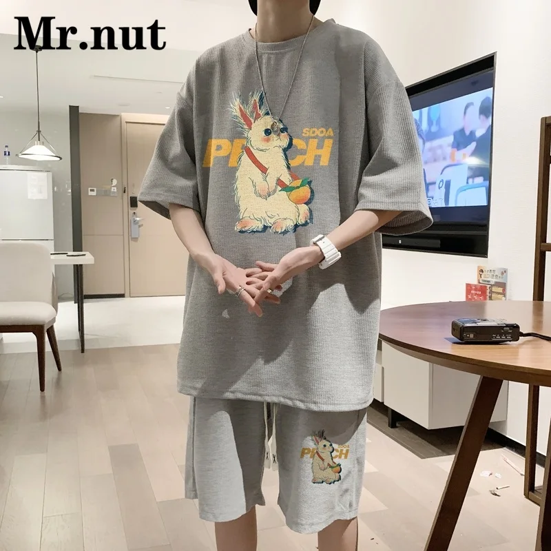 

Футболка с изображением мистера ореха кролика, комплект из двух предметов, мужская повседневная свободная уличная одежда, модная индивидуализированная Женская одежда, молодежная одежда для пар
