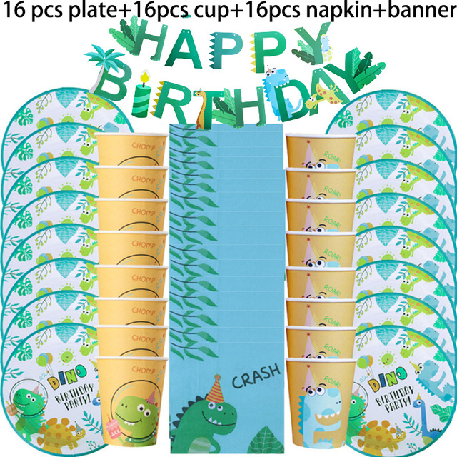 Safari Birthday Party Decoration Disposable Tableware Set Safari Dinosaur Party 1st Birthday Boy Baby Shower Supplies