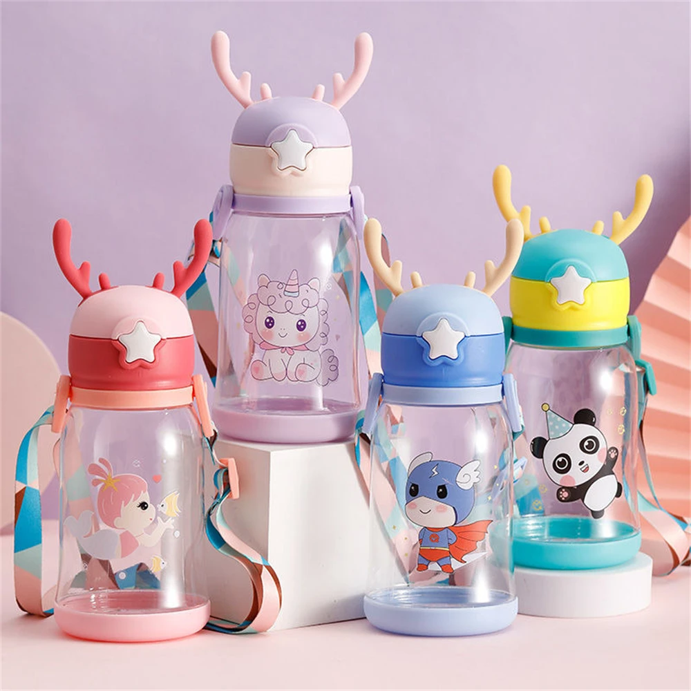 

550ML Cute Cartoon Animal Children Water Bottles With Shoulder Strap Children School Water Bottle for Outdoor Travel for Boy Gir