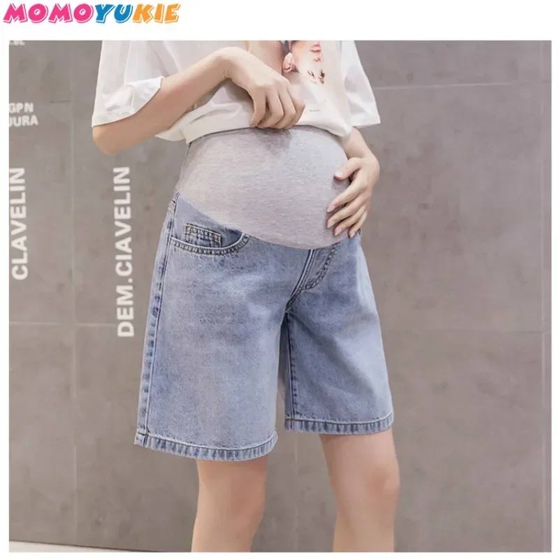 Denim Fashion Maternity Shorts Summer Pregnancy Cotton Short Slim Tight Hole Denim Elastic jeans Maternity Pants clothe Maternity Pants Pregnant Shorts