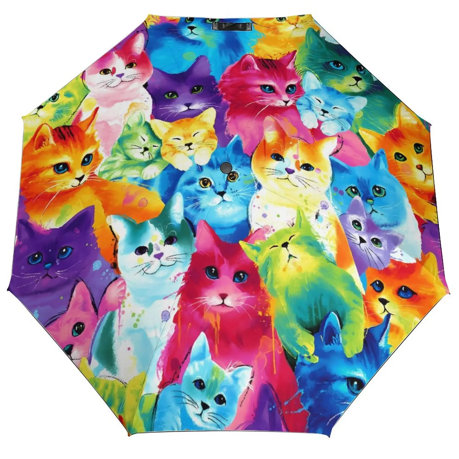 

Автоматический зонт с яркими кошками, Складывающийся в 3 раза, с защитой от УФ излучения, в форме животного, из углеродного волокна, для мужчин и женщин