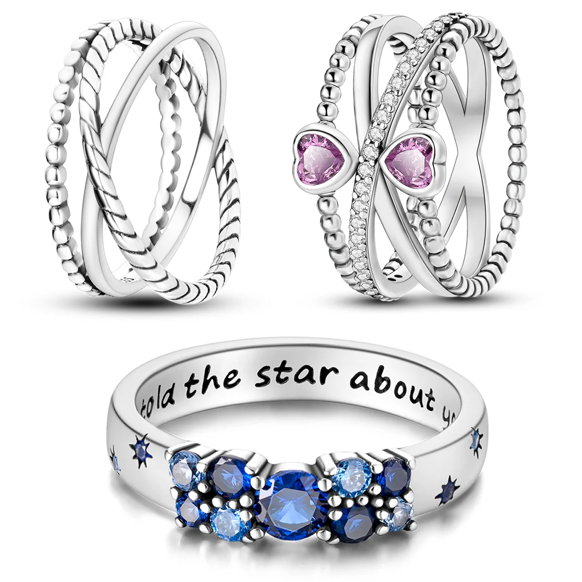 Silver Heart Ring Silver Rings Silver Ring 925 Silver Princess Tiara Crown Sparkling Love Heart Rings for Women Jewelry Anniversary Gift
