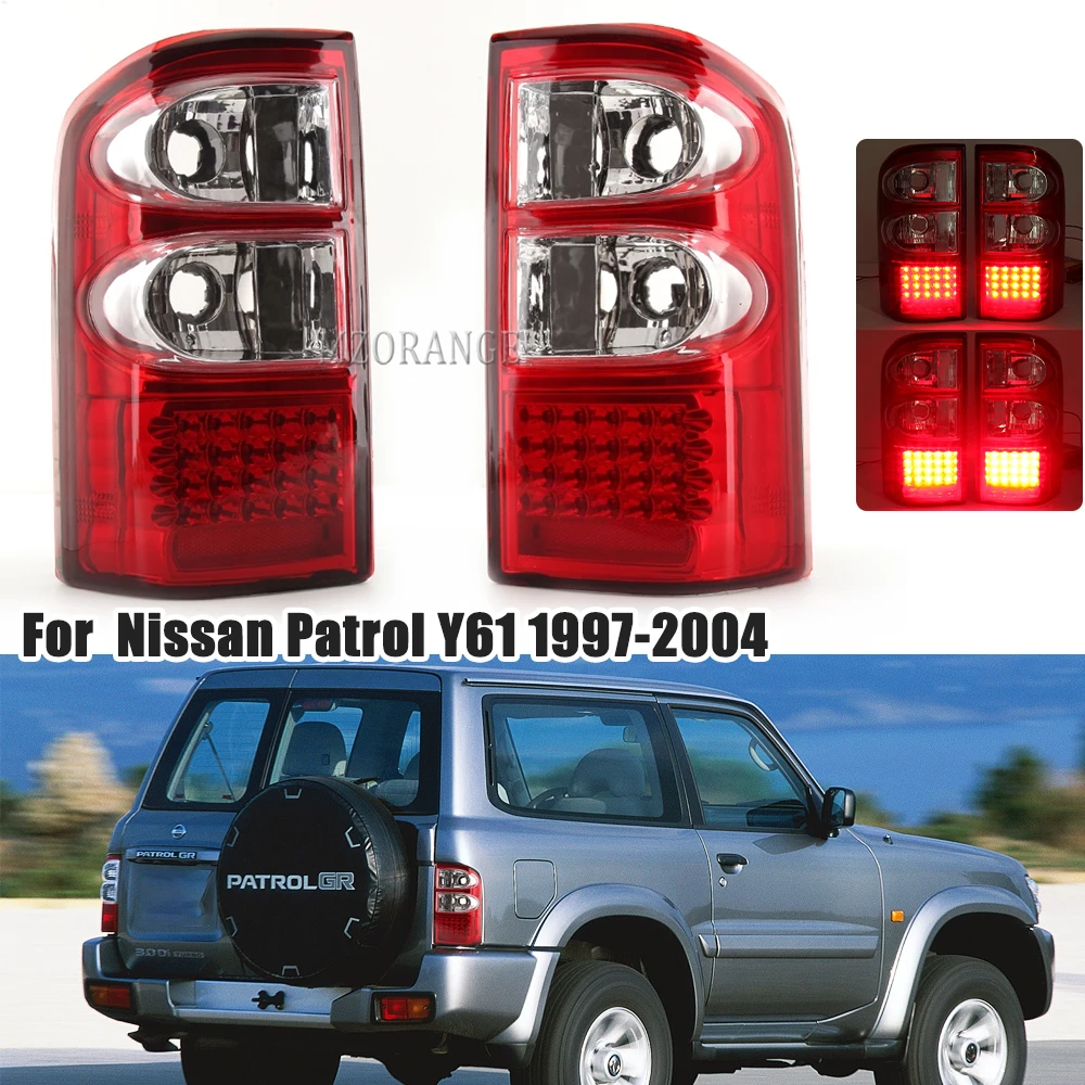 2PCs Car Tail Light Assembly For Nissan Patrol Y61 2006-2022 LED Brake Flowing Water Flicker Plug and Play Tail Lamps Taillights