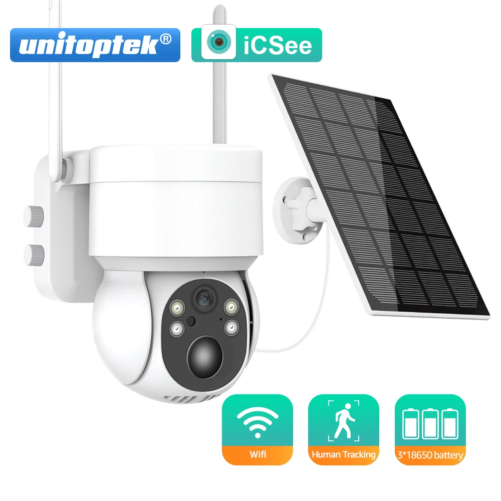

Outdoor Solar Panel Wifi IP Camera 2MP PTZ With Rechargeable Battery PIR Motion Detection Audio 100% Wireless Security Camera