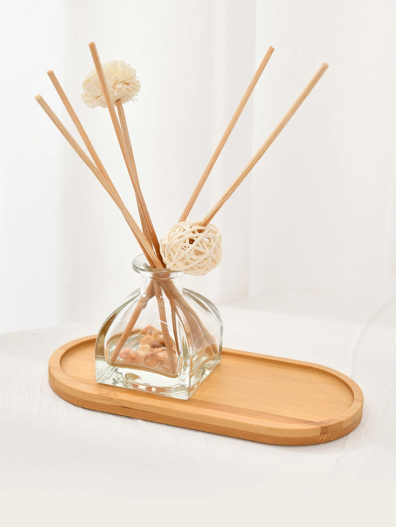Simple Bamboo Wood Tray For Bathroom Shampoo Shower Gel Bottle Dispenser Soap Tray 1 pcs (Oval Rectangle)