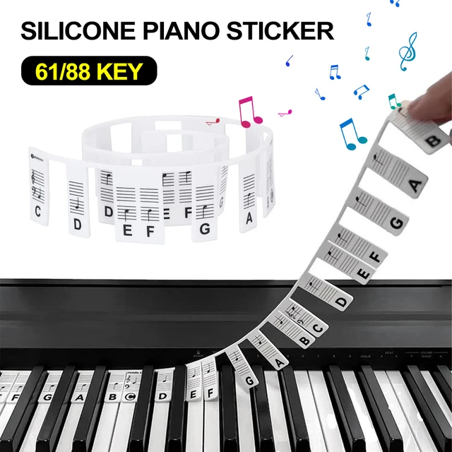 61/88 teclas de teclado de piano adesivos de silicone removível teclas de  piano etiquetas de nota para iniciantes conjunto completo piano espectro  adesivos - AliExpress