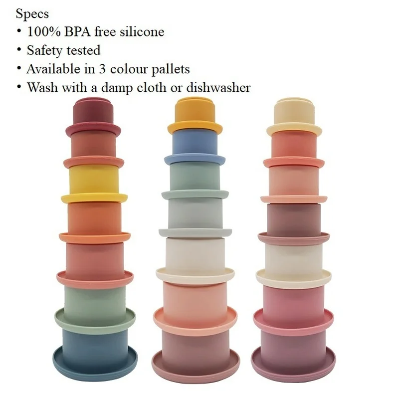 Baby Silicone Hourglass Stacking Cup Montessori Educational Toy Intelligence Gift Toys Stacking Ring Tower Toy Infant Bath Play cup stacking toys
