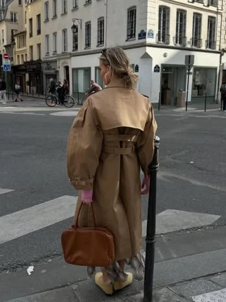 خمر كم طويل معطف واقٍ من المطر المرأة موضة الصلبة...