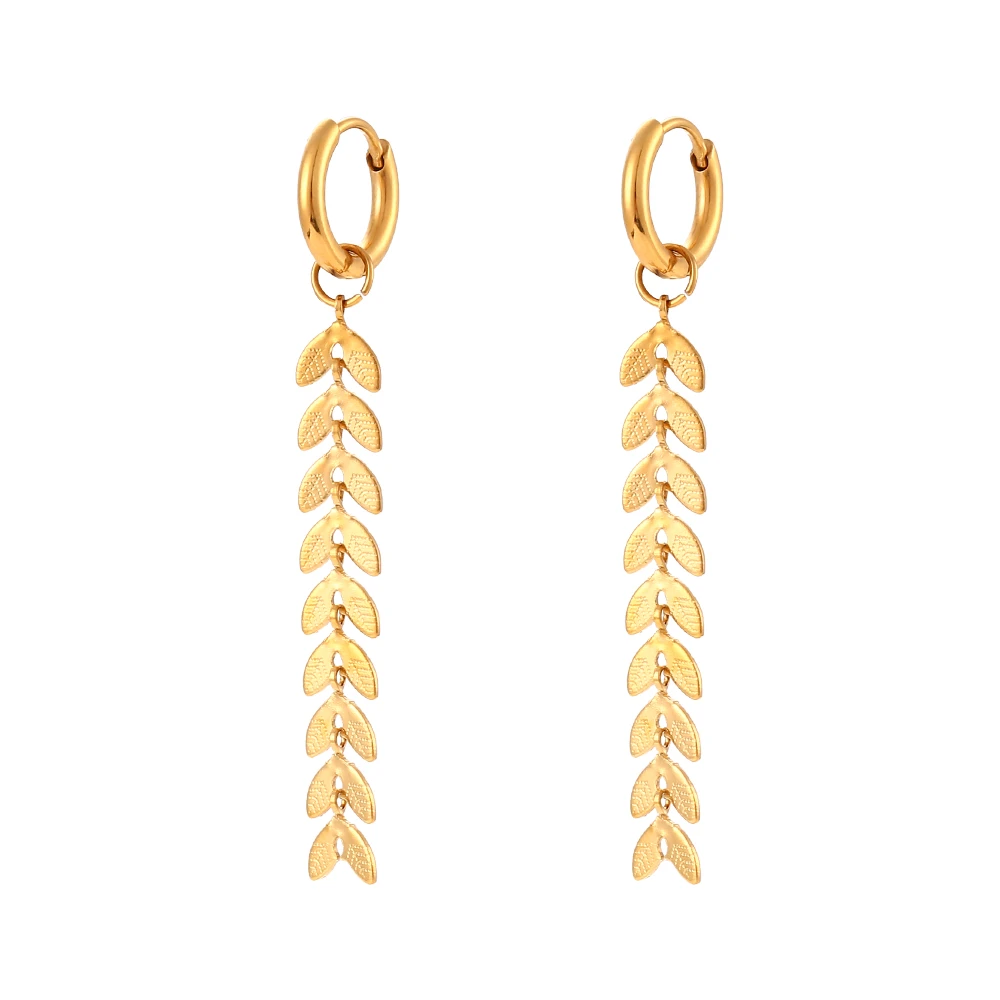 Earring Women Elegant Gold Long Gold Jewelry Earrings Leaf Earrings