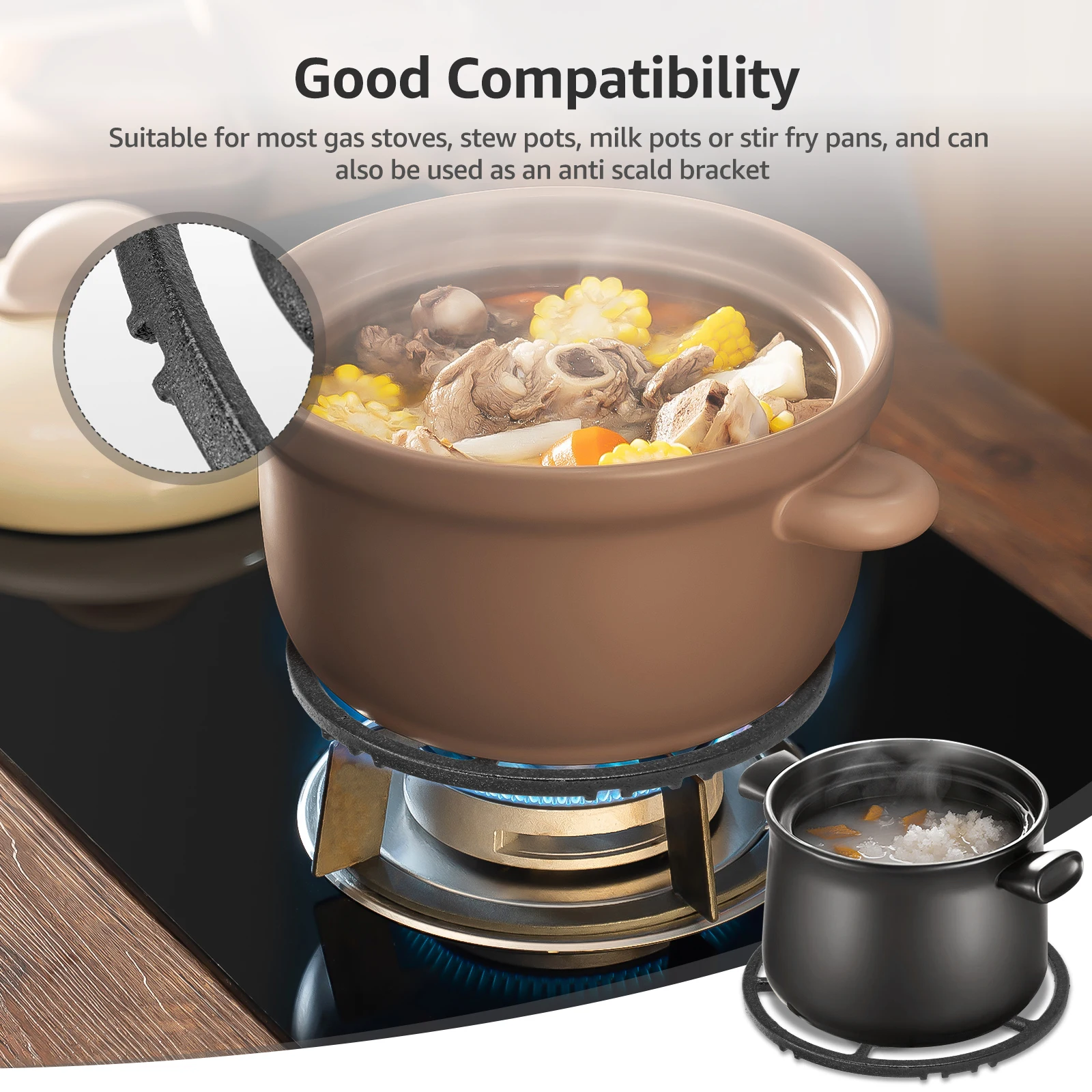2 Pcs Gas Ring Reducer Iron Alloy Gas Hob Ring Stable Wok Support Rack Portable Anti Scald Stand for Kitchen Milk Pans Hot Pots gas stove accessories