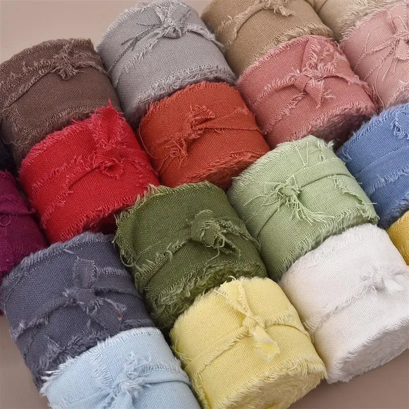 Cotton Ribbon Frayed Edged For Wedding Invitation 4CM*5M