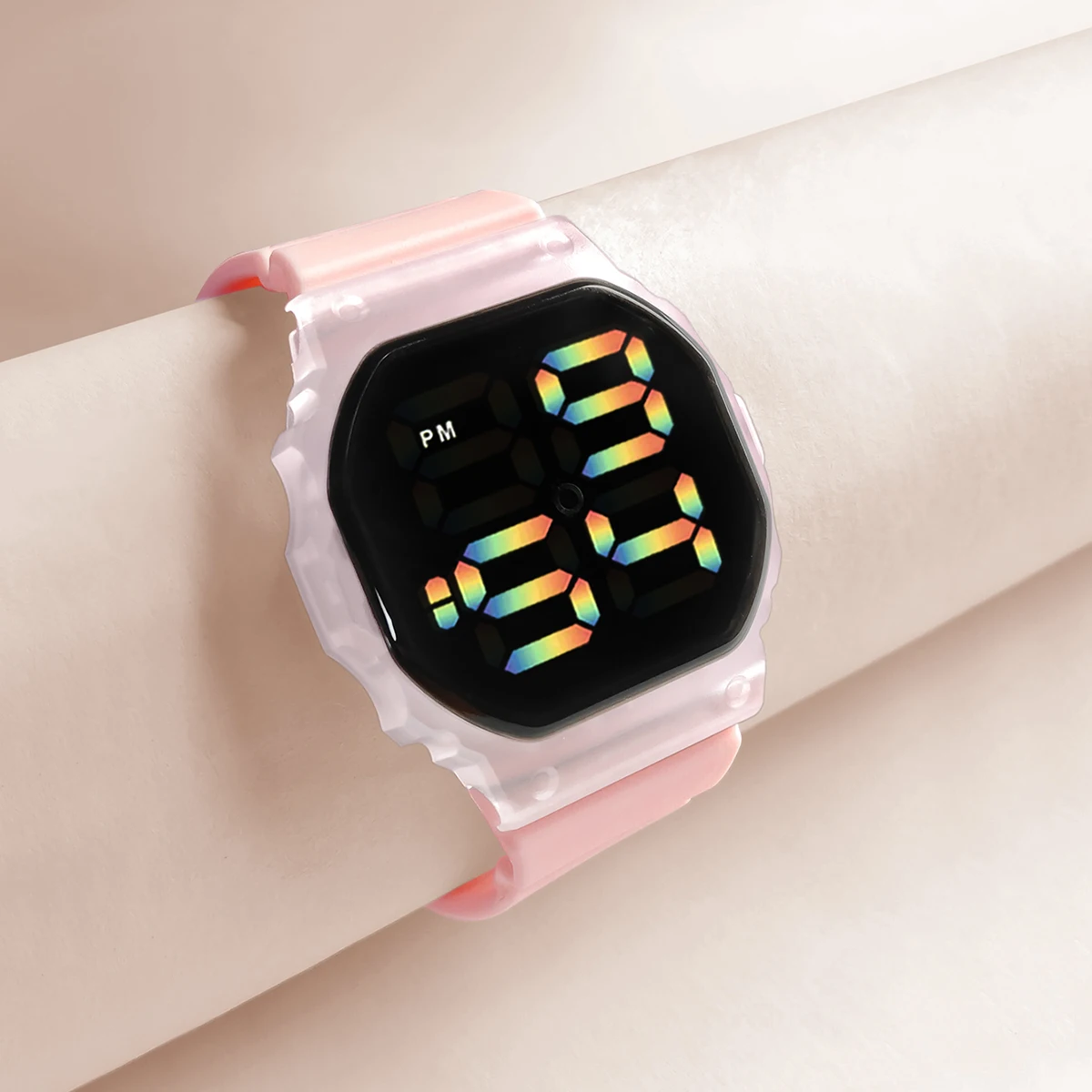 Hot Selling kids Sports Electronic Watch Minimalist Polygonal LED Illusion Luminous Student Sports Watch Bracelet 4
