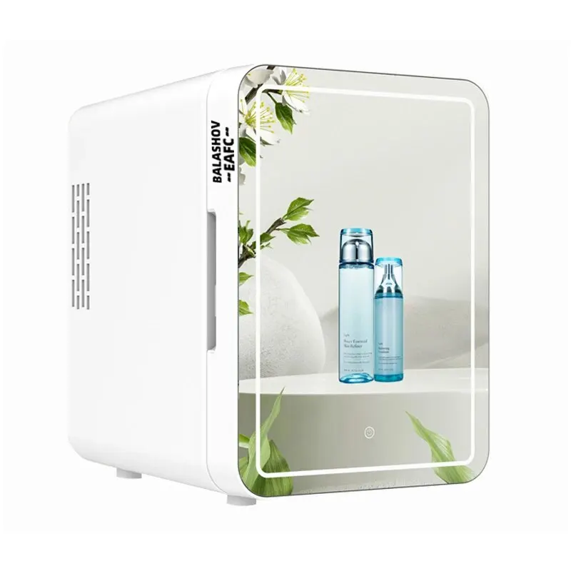 Portable Refrigerator Portable Mini Makeup Fridge 220V Multifunction Refrigerator LED Light Mirror Cosmetics Refrigerator Cooler Freezer for Home Car